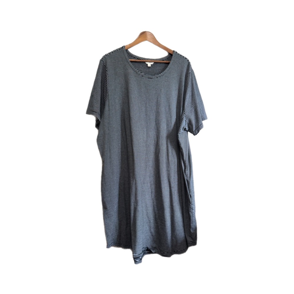 Terra & Sky T-Shirt Dress Womens 3X Black White Striped Excellent Short Sleeve